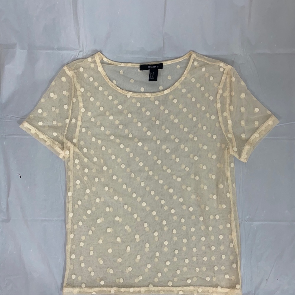 Forever 21⭐️ mesh polka dot crop top